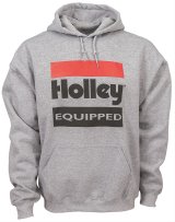 Holley Equipped Logo Hooded Sweatshirt 10023-XXXLHOL Sweatshirts, Logo, Hooded, Pullover, Long Sleeve, Cotton, Gray, Men's, 3X-Large, Each thumbnail 1
