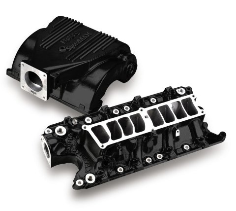 Holley 5.0L EFI Intake Manifolds 300-72BK Manifolds, Systemax, Multi-port Injection, Standard Deck, High Rise, 10.625 in. Tall, Cast Aluminum, Black Finish, Ford, 5.0L, Each thumbnail 1
