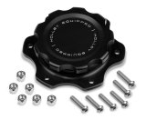 Holley Fuel Cell Caps 241-226 Caps, Screw-on, Billet Aluminum, Black Anodized, Cap Mounting Plate, 6 Bolt Holes, Each thumbnail 1