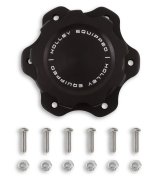 Holley Fuel Cell Caps 241-226 Caps, Screw-on, Billet Aluminum, Black Anodized, Cap Mounting Plate, 6 Bolt Holes, Each thumbnail 3