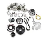 Holley Mid-Mount Complete Accessory Systems 20-182 Drive Systems, LS Mid-mount, Serpentine, Alternator, Water Pump, Clockwise, Tensioner, SFI Damper, Natrual Finish, Chevy, 4.8-7.0L, Kit thumbnail 1