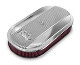 Holley Vintage Series Air Cleaner Assemblies 120-401 Cleaners, Series, 17 in. x 9 in., 5.125 in. Single Carburetor Neck, Finned Top, Cotton Gauze Filter, Cast Aluminum, Polished, Each thumbnail 5