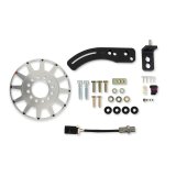 Holley EFI Crank Trigger Kits 556-170 Triggers, EFI, 8 in. Diameter, Aluminum, Silver, Adjustable Bracket, Black, 3-wire Pickup, M12 x 1.0mm Thread, Chevy, 6.5-7.4L, Kit thumbnail 1