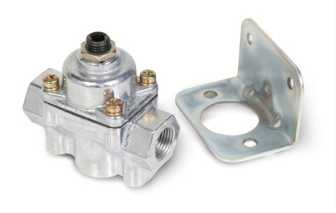 Holley Carburetor Bypass Style Fuel Pressure Regulators 12-803BP Regulators, Style, 4.5-9 psi, Return Style, Inline, 3/8 in. NPT Ports, Female Thread, Aluminum, Natural, with Bracket, Each