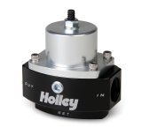 Holley HP Billet Fuel Pressure Regulators 12-845 Regulators, Billet, 4.5 to 9 psi, Inline, Return Style, -8 AN Inlet and Outlet, -6 AN Return, Black Finish, Bracket, Each thumbnail 2
