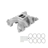Holley LS Mid-Rise Carbureted Intake Manifolds 300-130 Manifolds, Mid-Rise, Standard Deck, Single Carburetor, Dual Plane, 1,500-6,500 RPM Range, Aluminum, Satin Finish, Chevy, 4.8-6.0L, Each thumbnail 5