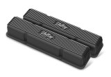 Holley Vintage Series Valve Covers 241-245 Covers, Series, Perimeter Bolt, Tall, Finned, Logo, Cast Aluminum, Black Finish, Textured, Baffled, Chevy, 283-400ci, Pair thumbnail 2