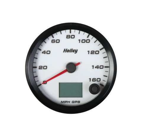 Holley GPS Speedometers 26-612W Gauge, Speedometer, EFI Systems Style, Analog, 0-160 mph, 3 3/8 in., White Face, Electrical, GPS, Each