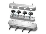 Holley Aluminum LS Valve Covers 241-175 Covers, LS, Center and Perimeter Bolt, Tall, Chevy Logo, Cast Aluminum, Natural Finish, Two-Piece, Chevy, LS, 4.8-7.0L, Pair thumbnail 1