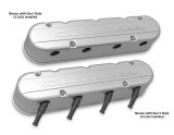 Holley Aluminum LS Valve Covers 241-175 Covers, LS, Center and Perimeter Bolt, Tall, Chevy Logo, Cast Aluminum, Natural Finish, Two-Piece, Chevy, LS, 4.8-7.0L, Pair thumbnail 3