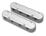 Holley Aluminum LS Valve Covers 241-175 Covers, LS, Center and Perimeter Bolt, Tall, Chevy Logo, Cast Aluminum, Natural Finish, Two-Piece, Chevy, LS, 4.8-7.0L, Pair thumbnail 6