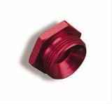 Holley Fuel Bowl Plugs 26-76 Fitting, Inlet Plug, Male Threads, Aluminum, Red, 7/8-20 Thread, Each thumbnail 2