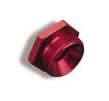 Holley Fuel Bowl Plugs 26-76 Fitting, Inlet Plug, Male Threads, Aluminum, Red, 7/8-20 Thread, Each thumbnail 3