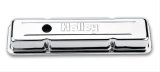 Holley Chrome Valve Covers 241-80 Covers, Chrome, Perimeter Bolt, Logo, Steel, Plated, Baffled, Chevy, Gen I, 283ci, 302ci, 305ci, 307ci, 327ci, 350ci, 400ci, Pair thumbnail 1