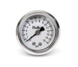 Holley Analog Fuel Pressure Gauges 26-504 Gauge, Pressure, 0-15 psi, 1 1/2 in. Diameter, Analog, Full Sweep, Liquid-filled, for Mechanical Sending Unit, White Face, Each thumbnail 2