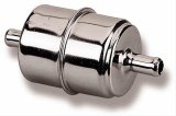 Holley Chrome Inline Fuel Filters 162-524 Filters, Inline, Chrome, Steel, 5/16 in. Hose Barb Inlet and Outlet, Each thumbnail 1