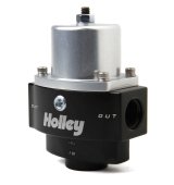 Holley HP Billet Fuel Pressure Regulators 12-843 Regulators, Billet, 4.5-9 psi, No Return, -10 AN Inlet, -8 AN Outlets, Aluminum, Black/Clear Anodized, Each thumbnail 2