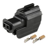 Holley Wiring Harness Connectors 570-227 Weatherproof Connectors, EFI, Hemi, Air Temperature Sensor Connector, Main Harness, Molex 2-pin, Female, Black Plastic, Pins, Seals, TPA, Each thumbnail 1