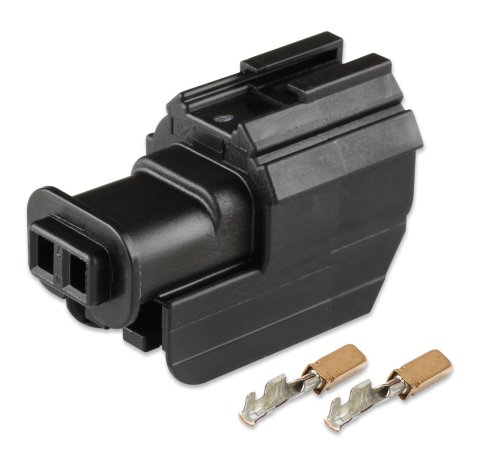 Holley Wiring Harness Connectors 570-227 Weatherproof Connectors, EFI, Hemi, Air Temperature Sensor Connector, Main Harness, Molex 2-pin, Female, Black Plastic, Pins, Seals, TPA, Each
