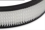 Holley 4500 Drop Base Air Cleaner Assemblies 120-4635 Cleaners, 16 in. Round, 7.50 in. Horn, Dropped Base, Steel, Black Satin, Paper Filter, White, 3 in. Tall, fits Model 4500, Each thumbnail 3