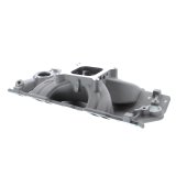Holley Single Plane Carbureted Intake Manifolds 300-261 Manifolds, Carbureted, Aluminum, Natural, 5.280 in. Height, 4-barrel Square Bore, Chevy, Small Block, Each thumbnail 2