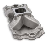 Holley Single Plane Carbureted Intake Manifolds 300-261 Manifolds, Carbureted, Aluminum, Natural, 5.280 in. Height, 4-barrel Square Bore, Chevy, Small Block, Each thumbnail 3