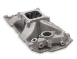 Holley Single Plane Carbureted Intake Manifolds 300-261 Manifolds, Carbureted, Aluminum, Natural, 5.280 in. Height, 4-barrel Square Bore, Chevy, Small Block, Each thumbnail 6