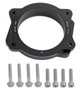 Holley Throttle Body Angle Adapters 717-16 Adapters, Holley, Correcting Adapter, 95mm Bore, Aluminum, Black, Chevy, Gen V LT/ LS, 4.8-7.0L, with Accessory Drive, Each thumbnail 1