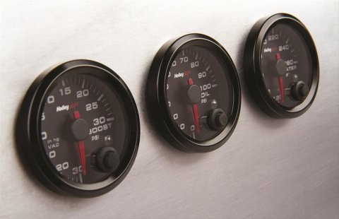 Holley EFI Analog Display Gauges 553-133 Gauges, EFI, Fuel Level, Empty-Full, Analog, Electric Sending Unit, 2 1/16 in. Diameter, Full Sweep, Programmable, Black Face, Red Needle, Each thumbnail 1