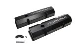 Holley Track Series Valve Covers 241-288 Covers, Series, Perimeter Bolt, Chevrolet Logo, Fabricated Aluminum, Black Gloss, Baffled, Chevy, Gen I, 283-400ci, Pair thumbnail 4