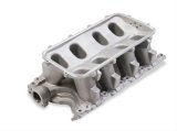 Holley Ford Hi-Ram Carbureted Intake Manifold Bases 300-243 Manifolds, 351W Ford, Hi-Ram, Base Only, Tunnel Ram, 1,500-7,000 RPM Range, Aluminum, Satin Finish, Ford, 5.8L, 9.5 in. Deck Height, Each thumbnail 2