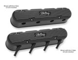 Holley Aluminum LS Valve Covers 241-172 Covers, LS, Centerbolt, Tall, Logo, Cast Aluminum, Black Powdercoated, Satin Finish, Chevy, 4.8-7.0L, Pair thumbnail 1