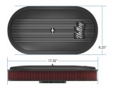 Holley Vintage Series Air Cleaner Assemblies 120-402 Cleaners, Series, 17 in. x 9 in., 5.125 in. Single Carburetor Neck, Machined Finned Top, Cotton Gauze Filter, Aluminum, Satin Black, Each thumbnail 2