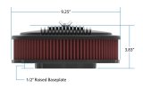 Holley Vintage Series Air Cleaner Assemblies 120-402 Cleaners, Series, 17 in. x 9 in., 5.125 in. Single Carburetor Neck, Machined Finned Top, Cotton Gauze Filter, Aluminum, Satin Black, Each thumbnail 4