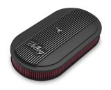 Holley Vintage Series Air Cleaner Assemblies 120-402 Cleaners, Series, 17 in. x 9 in., 5.125 in. Single Carburetor Neck, Machined Finned Top, Cotton Gauze Filter, Aluminum, Satin Black, Each thumbnail 5