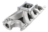 Holley Single Plane Carbureted Intake Manifolds 300-277 Manifolds, Plane, Carburetor, 4150 Flange, 2,500-7,500 RPM Range, Aluminum, Satin, Ford, 289-347ci, 8.20 in Deck Height, Each thumbnail 1