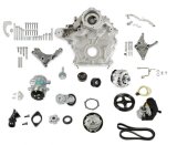 Holley High-Mount Complete Accessory Systems 20-310 Drive Systems, High-Mount, Serpentine, Alternator, Power Steering, AC, Water Pump, Aluminum, Natural, Timing Cover, Ford, 7.3L Godzilla, Kit thumbnail 7