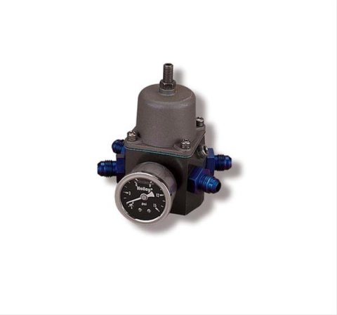 Holley Fuel Pressure Regulators 12-707 Regulators, Aluminum, Black Anodized, 4 1/2-9 psi, Dual Outlet, Universal, Each