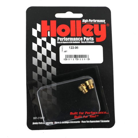 Holley Standard Main Jets 122-96 Carburetor Jets, Main, Gasoline, Number 96, Jet Size 0.1195 in., Brass, 1/4 in.-32 Thread, Pair