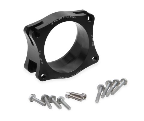 Holley Throttle Body Angle Adapters 717-15 Adapters, Holley, Adapter, GM LS, LT, LT4 Intakes, High-Mount, 4-bolt Intake, 95mm Bore, Aluminum, Black, Chevy, 4.8-7.0L, Each