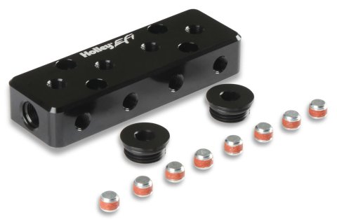 Holley EFI Vacuum Manifolds 534-52 Manifolds, Billet Aluminum, Black, Two -6 AN Female O-Ring Inlets, Twelve 1/8 in. NPT Outlets, Female Threads, Each