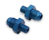 Holley AN to Metric Adapter Fittings 26-160 Fitting, Adapter, Threads, Straight, Aluminum, Blue Anodized, -6 AN, M10 x 1.0, Pair thumbnail 1
