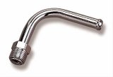 Holley Fuel Fittings 34-22 Fittings, Adapter, Inverted Flare to Hose Barb, 90 Degree, Steel, Chrome, 5/8-18 in. Inverted Flare, 3/8 in., Each thumbnail 2
