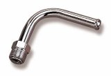 Holley Fuel Fittings 34-22 Fittings, Adapter, Inverted Flare to Hose Barb, 90 Degree, Steel, Chrome, 5/8-18 in. Inverted Flare, 3/8 in., Each thumbnail 3