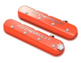 Holley Aluminum LS Valve Covers 241-403 Covers, LS, Centerbolt, Tall, Chevrolet Logo, Cast Aluminum, Orange Gloss, Baffled, Chevy, LS, 5.7L, 6.0L, 6.2L, 7.0L, Pair thumbnail 4