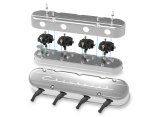 Holley Aluminum LS Valve Covers 241-176 Covers, LS, Center and Perimeter Bolt, Tall, Chevy Logo, Cast Aluminum, Polished, Two-Piece, Chevy, LS, 4.8-7.0L, Pair thumbnail 1