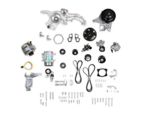 Holley Mid-Mount Complete Accessory Systems 20-221 Drive Systems, LT Mid-Mount, Dry Sump, Serpentine, Alternator, Water Pump, Power Steering, A/C, Satin Finish, Chevy, Gen V, 6.2L, Kit