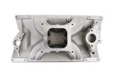 Holley Single Plane Carbureted Intake Manifolds 300-264 Manifolds, Plane, Carbureted, Standard Deck, 2,500-7,500 RPM Range, Aluminum, Satin Finish, 4150 Flange, Chevy, Gen I, 265ci-400ci, Each thumbnail 2