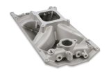Holley Single Plane Carbureted Intake Manifolds 300-264 Manifolds, Plane, Carbureted, Standard Deck, 2,500-7,500 RPM Range, Aluminum, Satin Finish, 4150 Flange, Chevy, Gen I, 265ci-400ci, Each thumbnail 3