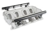 Holley LS Modular Lo-Ram EFI Intake Manifolds 300-600 Manifolds, Modular, EFI, Base Only, Multi-port, -8 AN, O-ring Female, Fuel Rails, Runners, Aluminum, Natural, Chevy, 4.8-6.0L, Each thumbnail 3